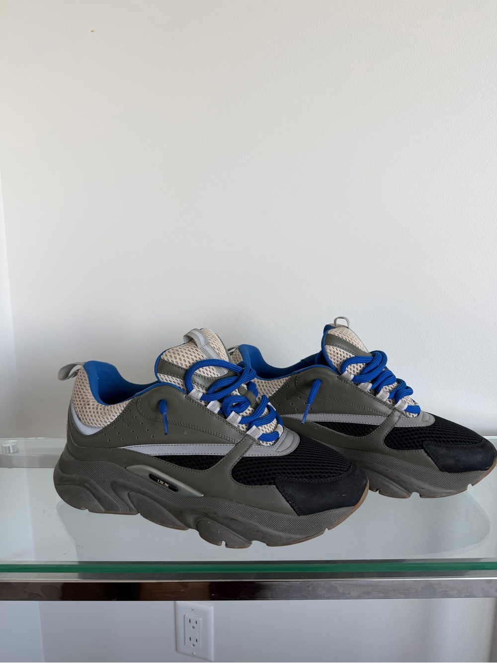 Christian Dior. Chunky Gray and Blue Sneakers